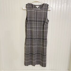 J. Jill Ponte knit gray plaid sleeveless Sheath Midi Dress XS